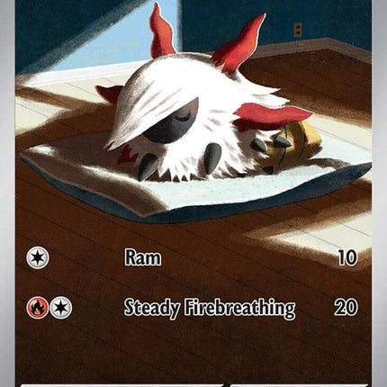 Pokémon Surging Sparks Larvesta 196 trading card featuring Larvesta with fiery artwork and vibrant colors.