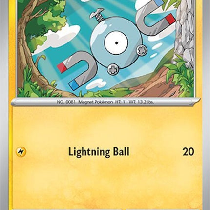 Pokémon Surging Sparks Magnemite card, singles trading card game, detailed illustration, vibrant colors, collectible Pokémon card