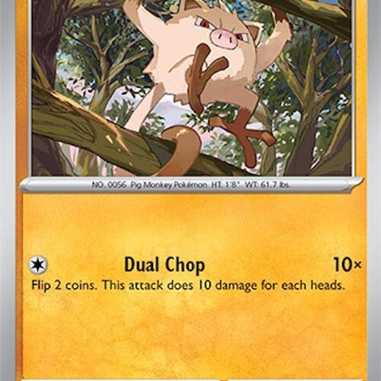 Pokémon Surging Sparks Mankey 98 single card with vibrant illustrations and detailed artwork.