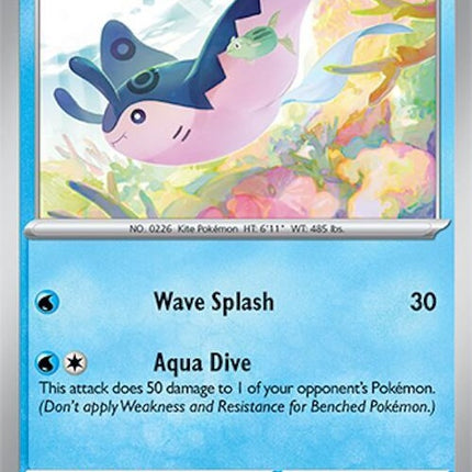 Pokémon Surging Sparks Mantine 40 Pokémon singles card displaying colorful illustration and card details.