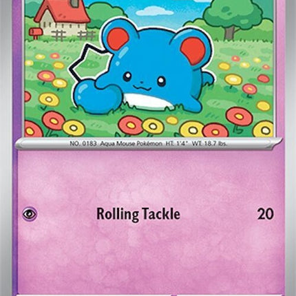 Pokémon Surging Sparks Marill 73 single card, featuring Marill in dynamic artwork from the Pokémon trading card game.