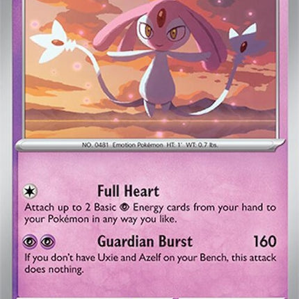Pokémon Surging Sparks Mesprit 79 card from Singles collection, featuring vibrant artwork of the Psychic-type Pokémon Mesprit.