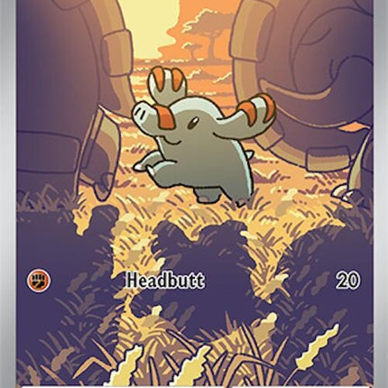 Pokémon Surging Sparks Phanpy card, featuring a cartoon elephant Pokémon with sparks in a vibrant battle scene.