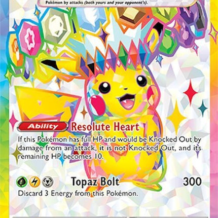 Pokémon Surging Sparks Pikachu Ex single card with vibrant artwork and electric design, featuring Pikachu in dynamic pose.