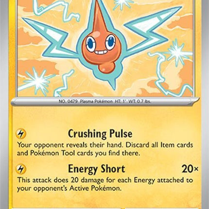 Pokémon Surging Sparks Rotom 61 card from the Singles collection, featuring detailed artwork of the Electric Ghost-type Pokémon.