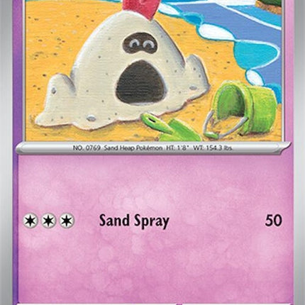 Pokémon Surging Sparks Sandygast 90 Pokémon Singles card, featuring Sandygast in vibrant artwork for the Pokémon TCG.