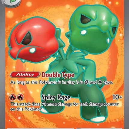 Pokémon Surging Sparks Scovillain EX single card featuring vibrant artwork and detailed design on a white background.