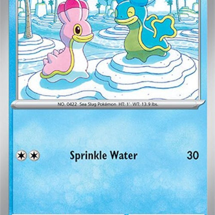 Pokémon Surging Sparks Shellos 46 single card, featuring Shellos in vibrant artwork on a Pokémon trading card.