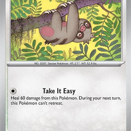 Pokémon Surging Sparks Slakoth card, single trading card featuring Slakoth from the Pokémon series.