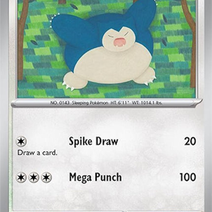 Pokémon Surging Sparks Snorlax 144 card from the Singles collection featuring the iconic Pokémon in vibrant artwork.