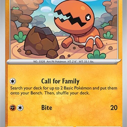 Pokémon Surging Sparks Trapinch 104 single card featuring Trapinch from the Surging Sparks set.