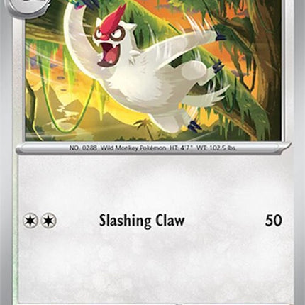 Vigoroth Pokémon card from Surging Sparks set, featuring a dynamic illustration of the Normal-type Pokémon in a vibrant scene.