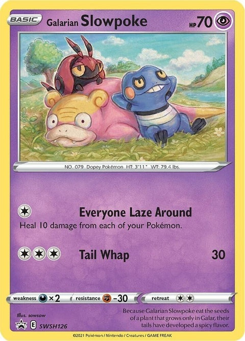 Pokémon Sword & Shield Black Star Promo Galarian Slowpoke card, featuring artwork of Galarian Slowpoke from the SWSH126 set.