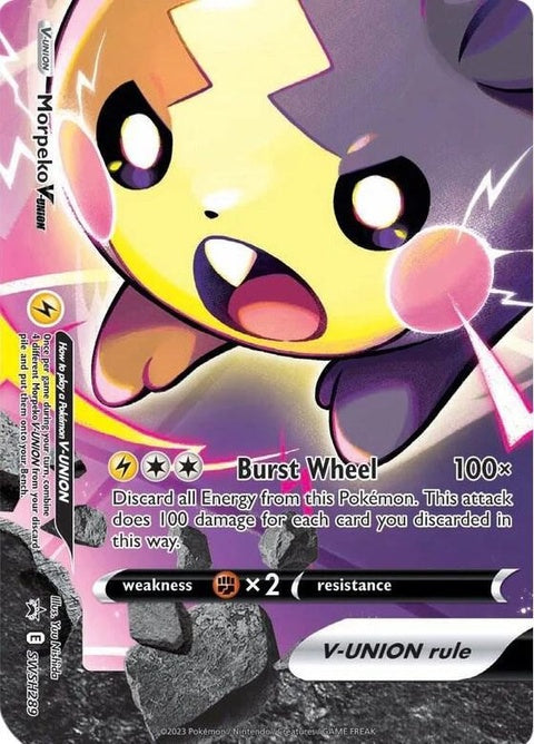 Pokémon Sword & Shield Black Star Promo Morpeko V-Union trading card from the SWSH289 set, featuring Morpeko V-Union artwork.