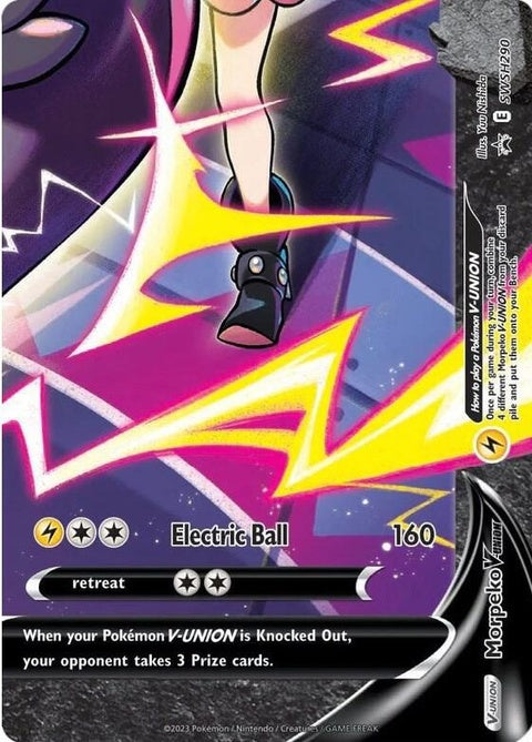 Pokémon Sword & Shield Black Star Promo Morpeko V-Union card from SWSH290 set, featuring Morpeko V-Union in detailed artwork.
