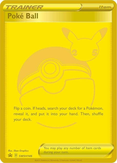 Pokémon Sword & Shield Black Star Promo Poke Ball card, SWSH146, featuring a detailed illustration of a Poke Ball.