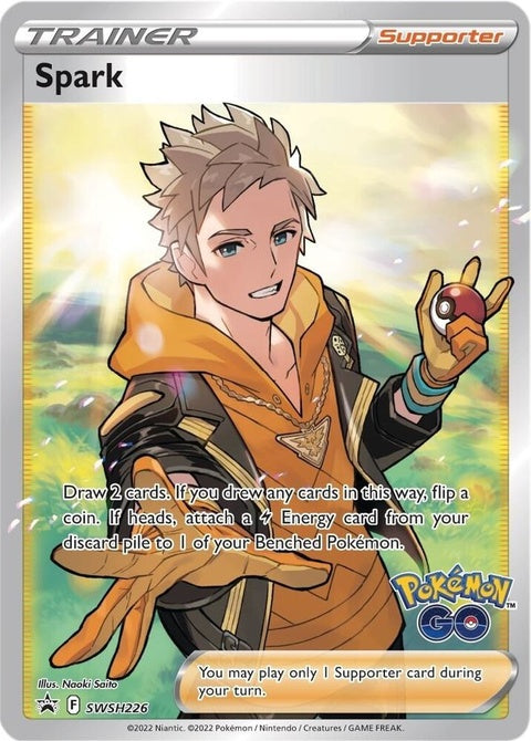 Pokémon Sword & Shield Black Star Promo Spark SWSH226 card featuring a shiny Pokémon illustration on a black background.