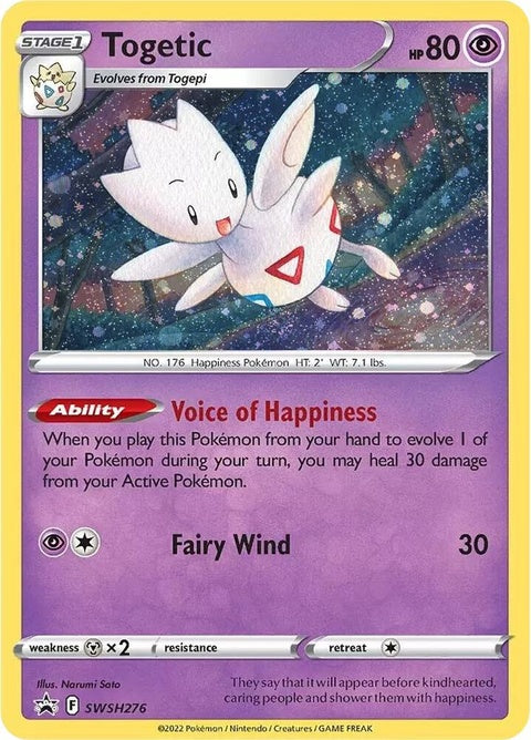 Pokémon Sword & Shield Black Star Promo Togetic card, featuring artwork of Togetic from the SWSH276 series.