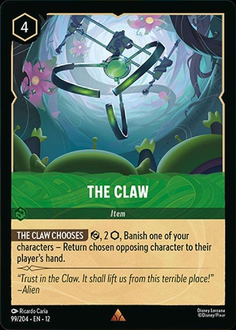 Disney Lorcana The Claw (99) singles card featuring a detailed illustration of the claw character.