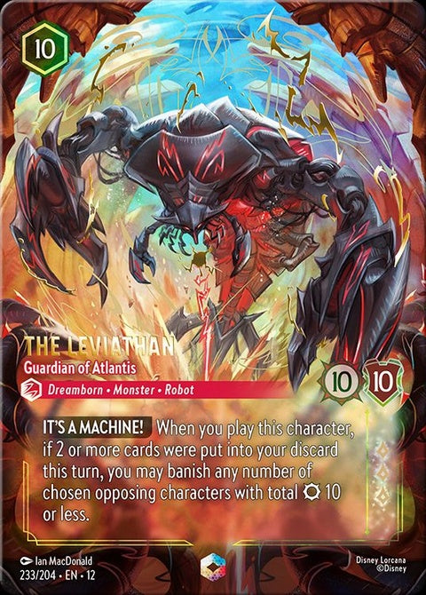 Disney Lorcana The Leviathan - Guardian of Atlantis single card featuring an underwater sea creature illustration.