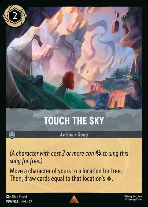 Disney Lorcana Touch The Sky singles card, featuring vibrant artwork and detailed design from the Disney collectible card game.