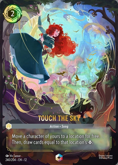 Disney Lorcana Touch The Sky singles card featuring vibrant artwork and fantasy-themed design.