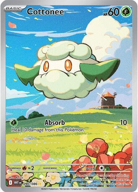 White Flare Cottonee Pokémon Singles card, featuring a white Pokémon with a flare design, from the Pokémon trading card game.