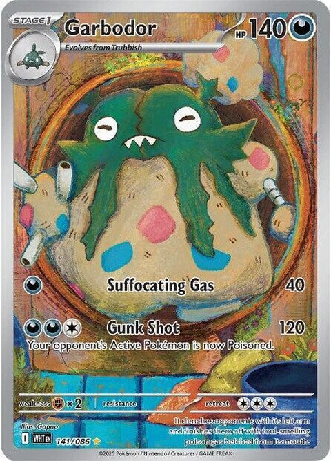 White Flare Garbodor Pokémon singles card featuring a white Pokémon with a flare design.