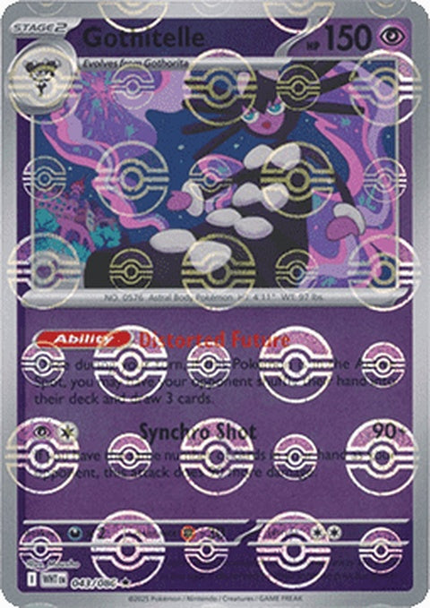 White Flare Pokémon Gothitelle card with Poke Ball pattern, featuring vibrant artwork and detailed design.