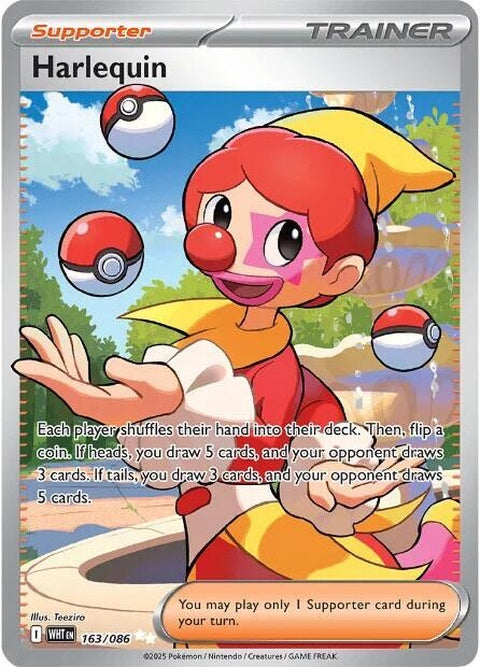 White Flare Pokémon Harlequin singles card featuring vibrant artwork with a white background and detailed character design.