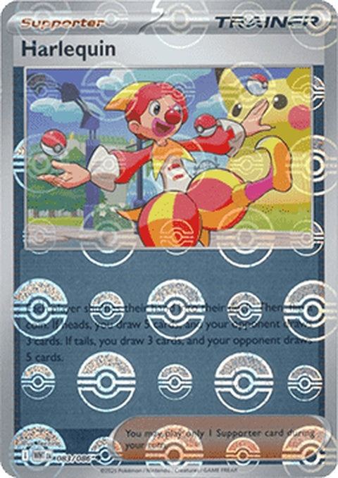 White Flare Harlequin Pokémon Singles card with Poke Ball pattern, featuring the number 83 and Pokémon branding.