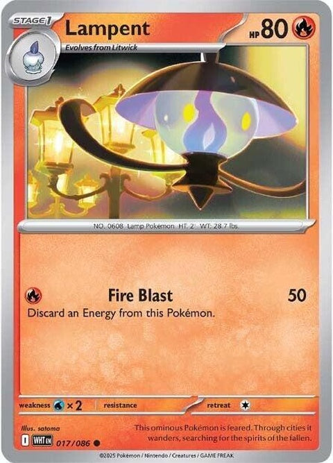 White Flare Lampent Pokémon single card featuring Lampent with white-themed design and detailed artwork.
