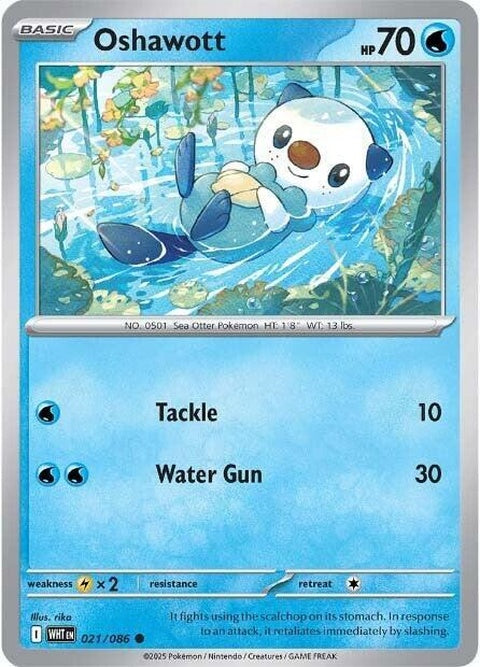White Flare Oshawott Pokémon single card featuring a white-themed illustration of the water-type Pokémon.