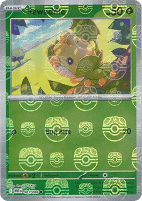 White Flare Sewaddle Pokémon figure with Master Ball pattern, showcasing detailed design and vibrant colors.