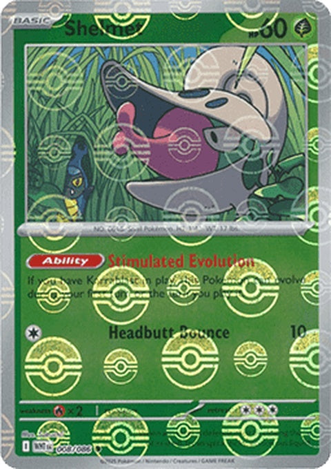 White Flare Shelmet Pokémon figure with Poke Ball pattern, designed for singles collection, by Pokémon.