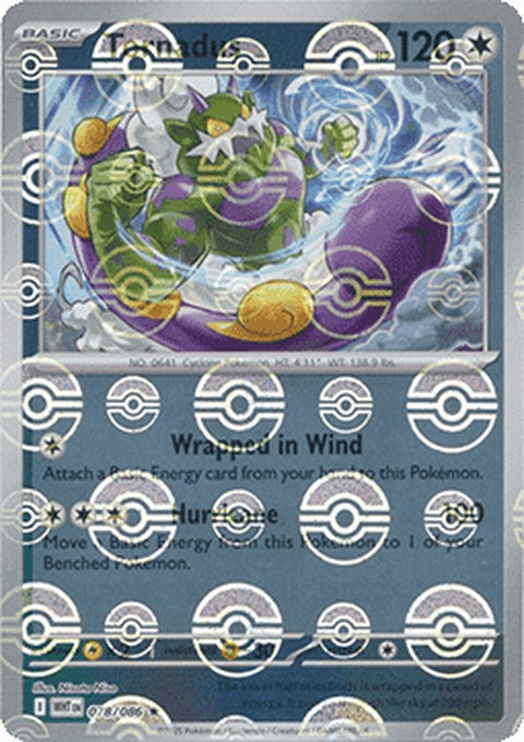 White Flare Tornadus Pokémon card with Poke Ball pattern, featuring artwork and details on a white background.