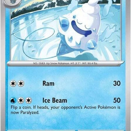 White Flare Vanillish Pokémon singles card in a sleeve, featuring a white and blue design with Vanillish’s image and branding.