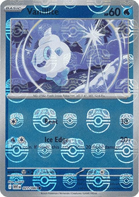 White Flare Vanillite Pokémon card with Master Ball pattern, featuring a white flare design and the number 27.