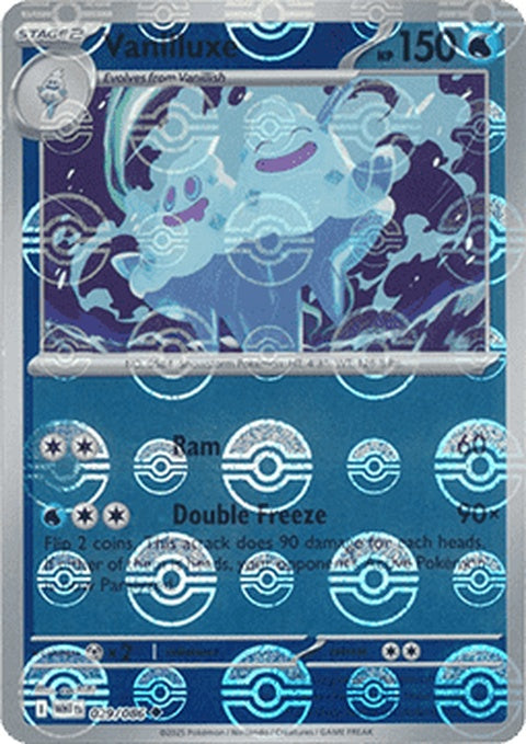 White Flare Vanilluxe Pokémon plush with poke ball pattern, featuring a white and flare design, perfect for Pokémon fans.