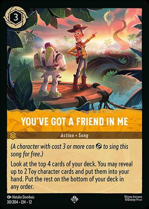 Disney Lorcana "You've Got A Friend In Me" 30 singles card, featuring artwork from the Toy Story theme.