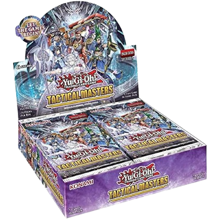 YU-GI-OH! Tactical Masters Booster Box 1st Edition from KTM Collectibles, showing colorful trading card packaging.