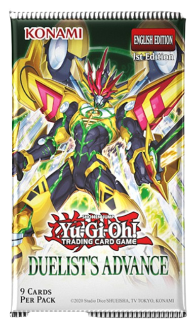 Yu-Gi-Oh! Duelist's Advance booster pack by KTM Collectibles featuring colorful cards and branding on the packaging.